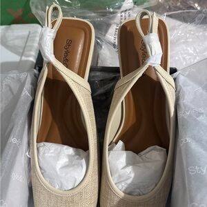 Style & Co. Cream Textured Slingback Flats